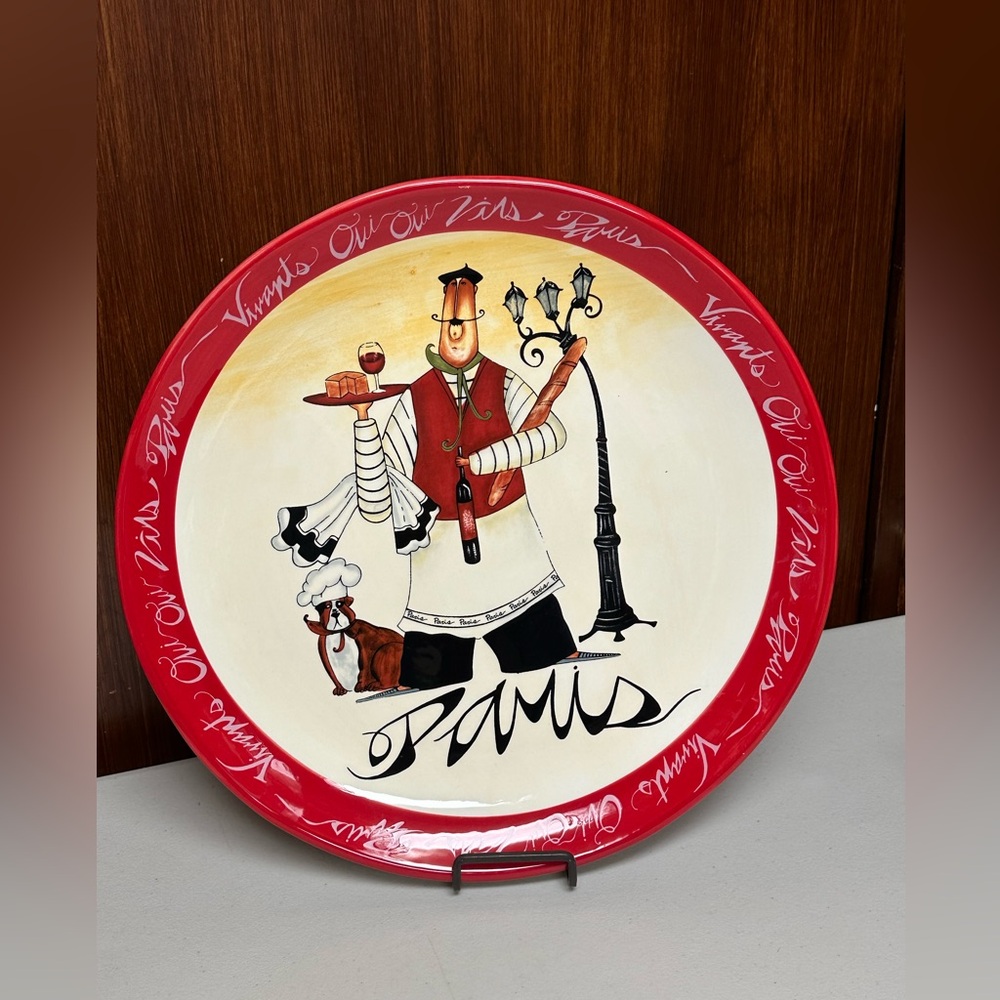 CERTIFIED INTERNATIONAL SERVING ROUND PLATE PARIS CHEFS MOTIFS COLLECTION